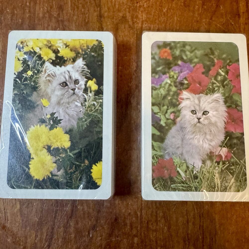 Vintage Trump Sealed Playing Cards Cat Kitten Floral Joker Deck Made in USA